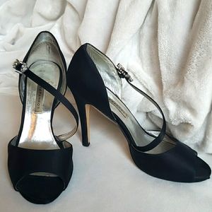 Caparros black satin stiletto heels